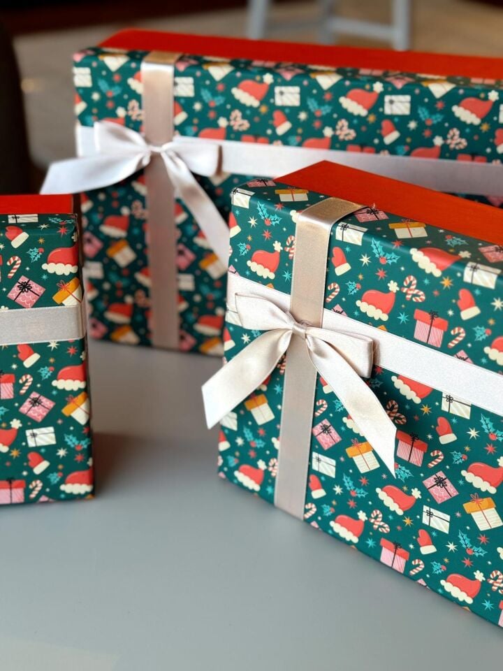 Kolix 3'lü Yılbaşı Temalı Dekoratif Fiyonklu Hediye Kutusu Karma Model  Happy New Year Noel Kutu