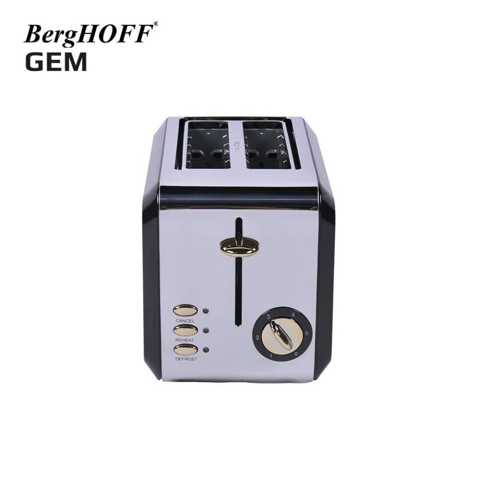 BergHOFF GEM TITAN 1.7 Litre Parlak Gümüş Siyah İki Dilim Ekmek Kızartma Makinesi 7950070