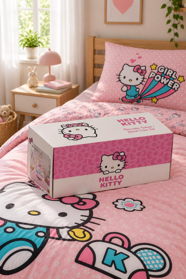 Özdilek Lisanslı Hello Kitty Club Tek Kişilik Ranforce Nevresim Takımı - Pembe Kız Çocuk Nevresim Seti
