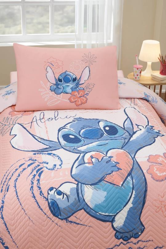 Özdilek Stitch Aloha Disney Lisanslı Kapitoneli Tek Kişilik Çocuk Nevresim Takımı