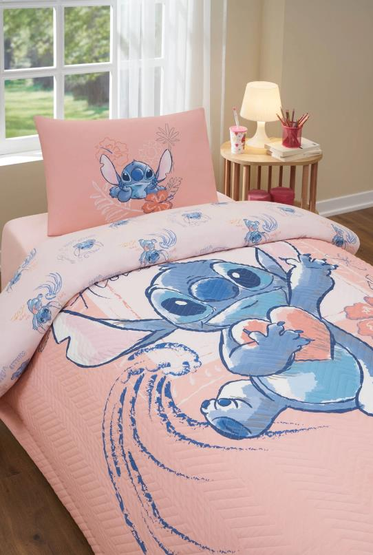 Özdilek Stitch Aloha Disney Lisanslı Kapitoneli Tek Kişilik Çocuk Nevresim Takımı