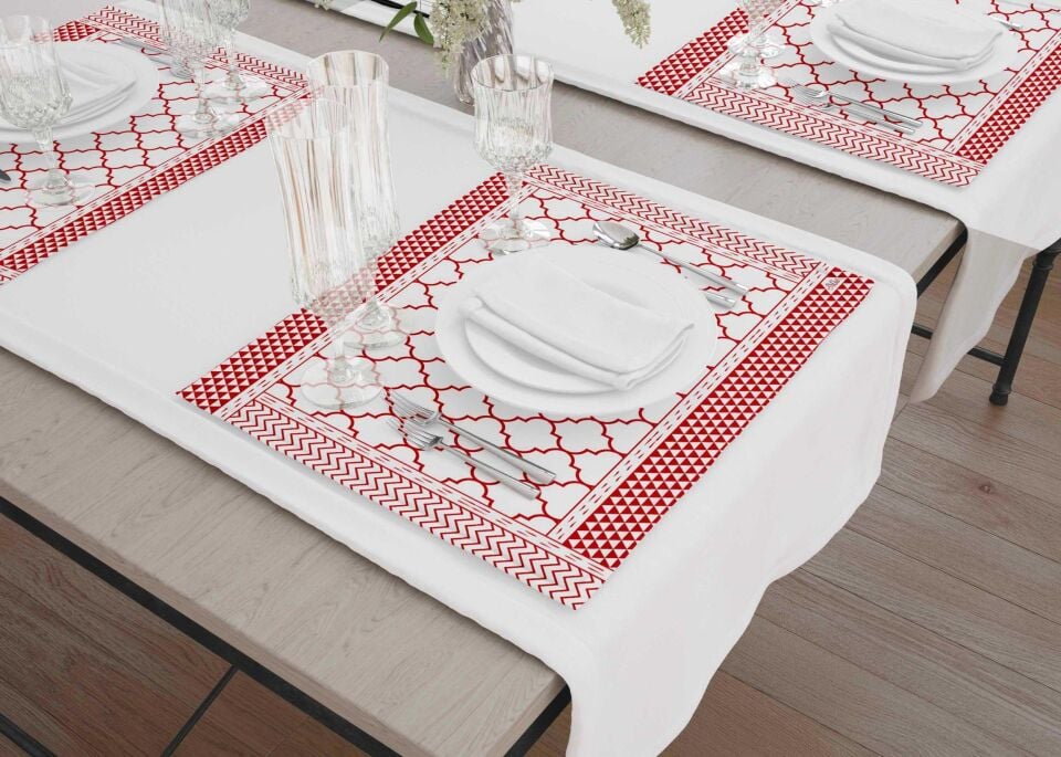The Mia Geometric -2 Amerikan Servis 6 Lı Set - 50 x 35 Cm TXT0227