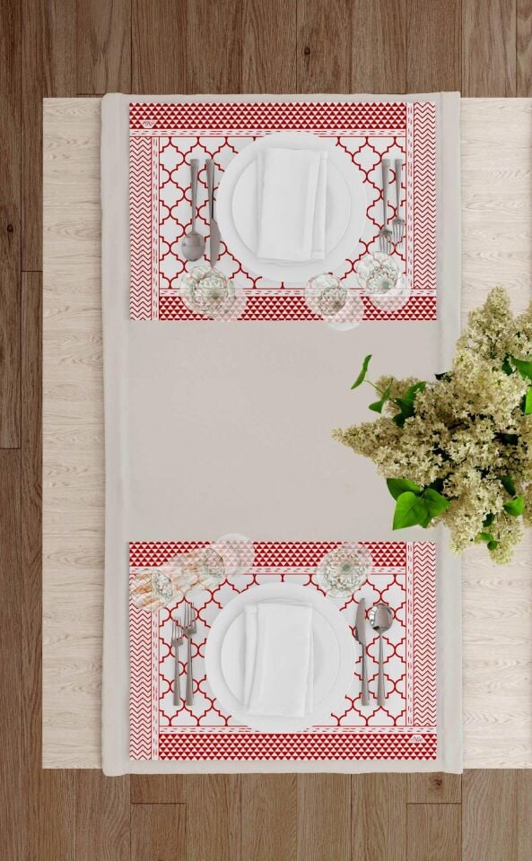 The Mia Geometric -2 Amerikan Servis 6 Lı Set - 50 x 35 Cm TXT0227