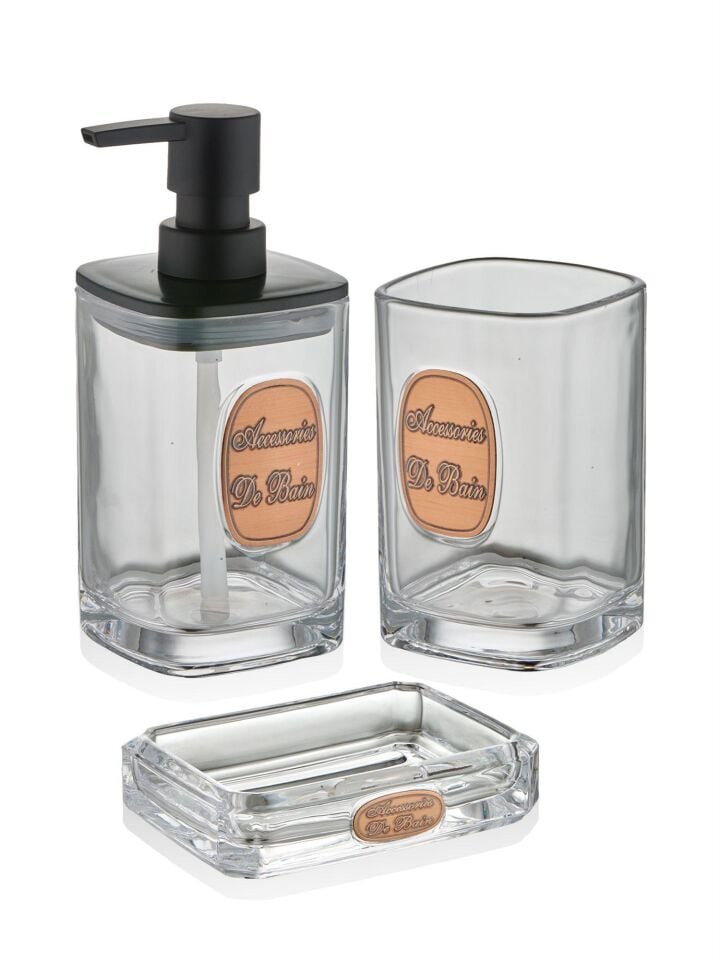 The Mia Globe Banyo Seti 3 Parça Şeffaf 330 ml BNY0030