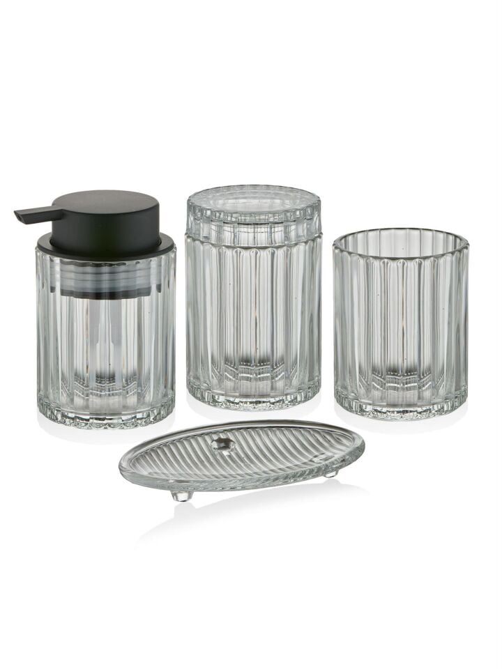 The Mia Vinka Banyo Seti 4 Parça Şeffaf 300 ml BNY0033