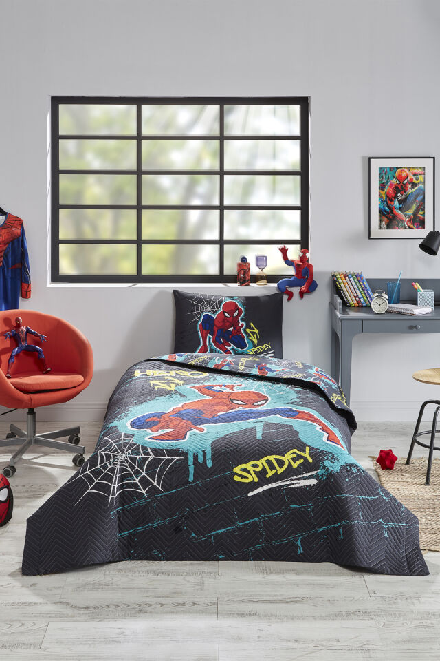 Özdilek Spiderman Street Tek Kişilik Disney Lisanslı Lastikli Çarşaf Kapitone Çocuk Nevresim Takımı