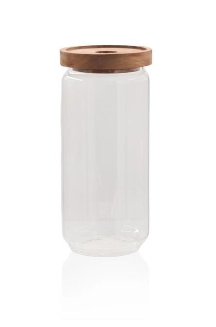 The Mia Ahşap Kapaklı 16 lı 4 Boy Cam Saklama Kabı 1000-700-500-300 ml