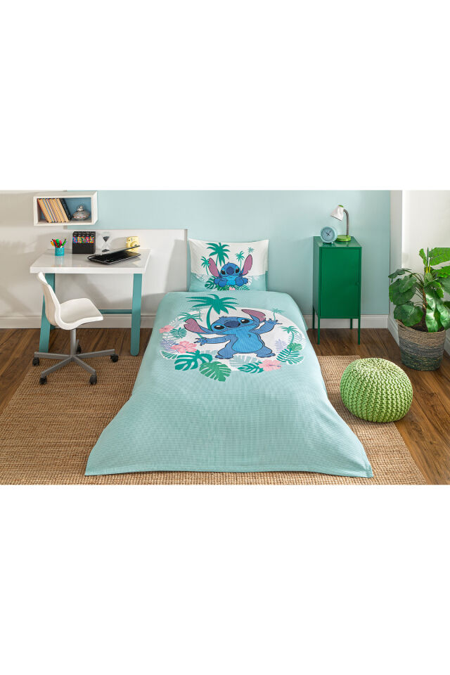 Özdilek Stitch Summer Tek Kişilik Disney Lisanslı Lastikli Çarşaf Çocuk Nevresim Takımı