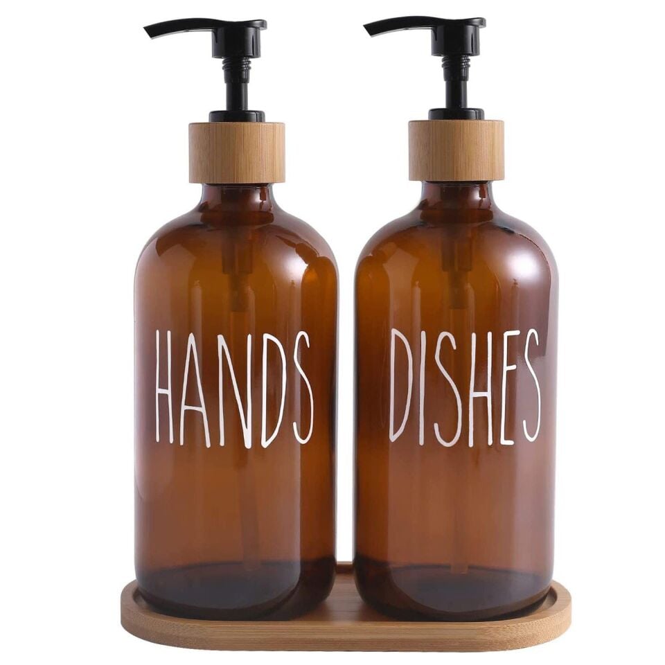 Mien 2 li Amber Bambu Standlı Hands&dishes Sıvı Sabunluk Seti 2069701-O