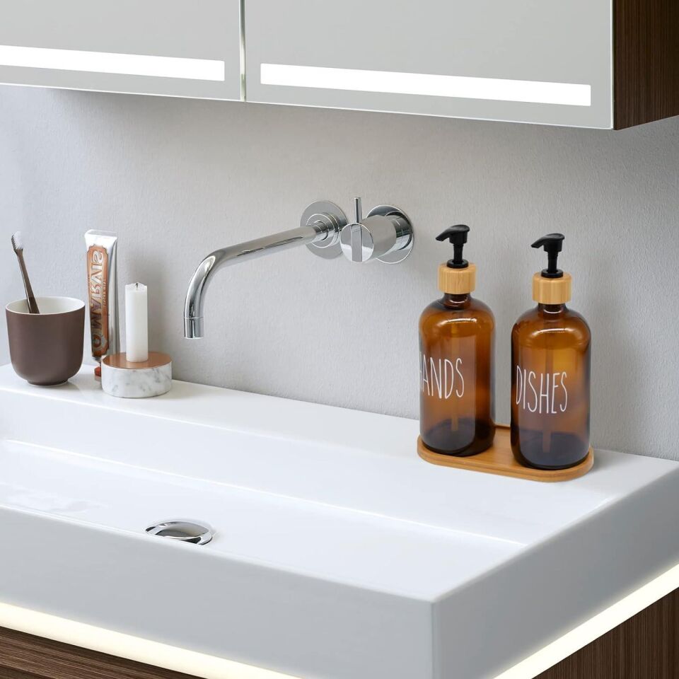 Mien 2 li Amber Bambu Standlı Hands&dishes Sıvı Sabunluk Seti 2069701-O