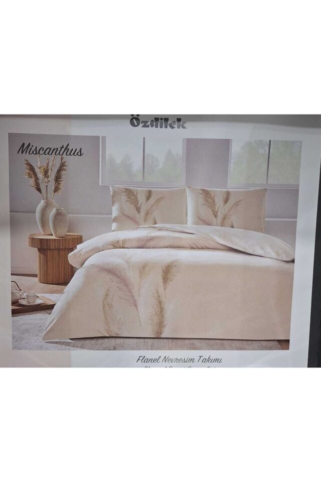 Özdilek Ranforce Çift Kişilik Kışlık Nevresim Takımı Miscanthus Krem
