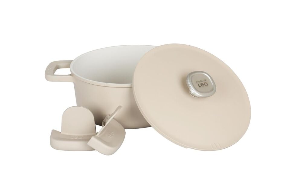 BergHOFF Leo Phantom Yapışmaz Kapaklı Tencere Latte 24 cm 8501449