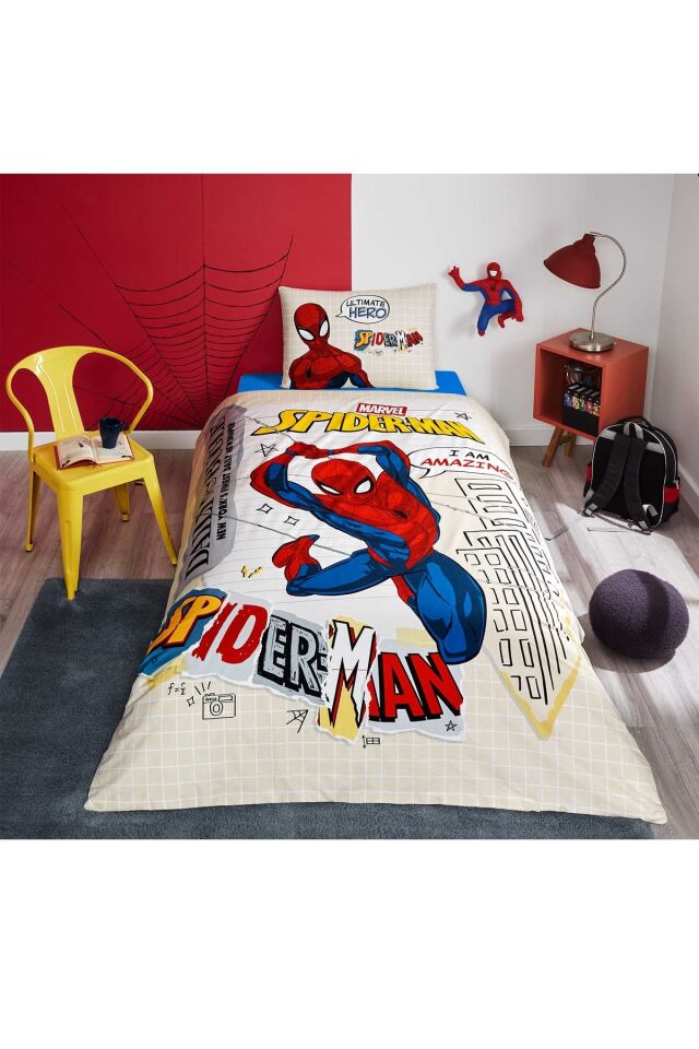 Özdilek Spiderman Web Sling Tek Kişilik Lisanslı Lastikli Çocuk Nevresim Takımı