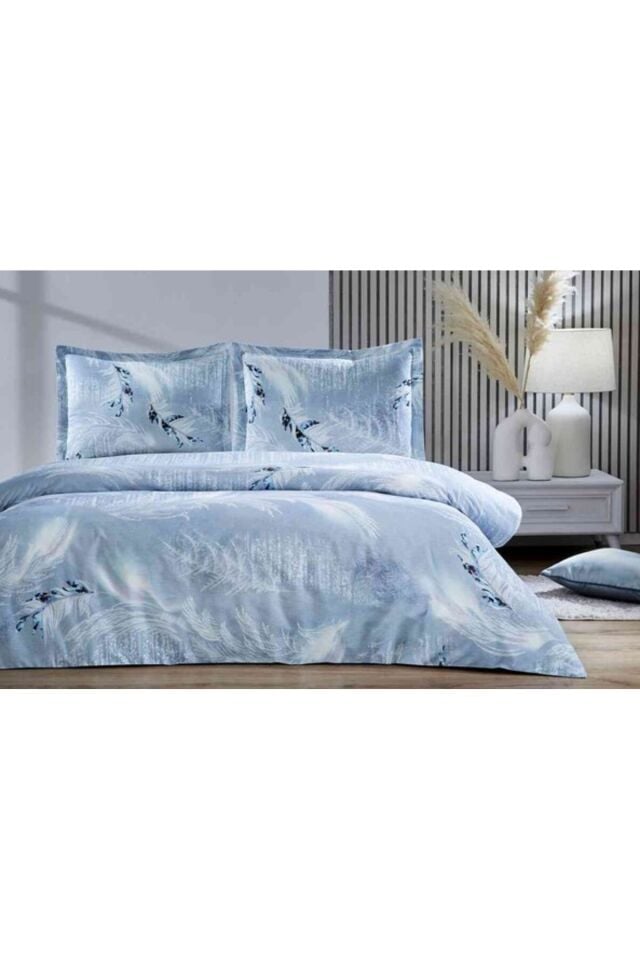 Özdilek Nevresim Takımı Fitted Çarşaflı Ranforce Tek Kişilik Mavi Sılver Snow