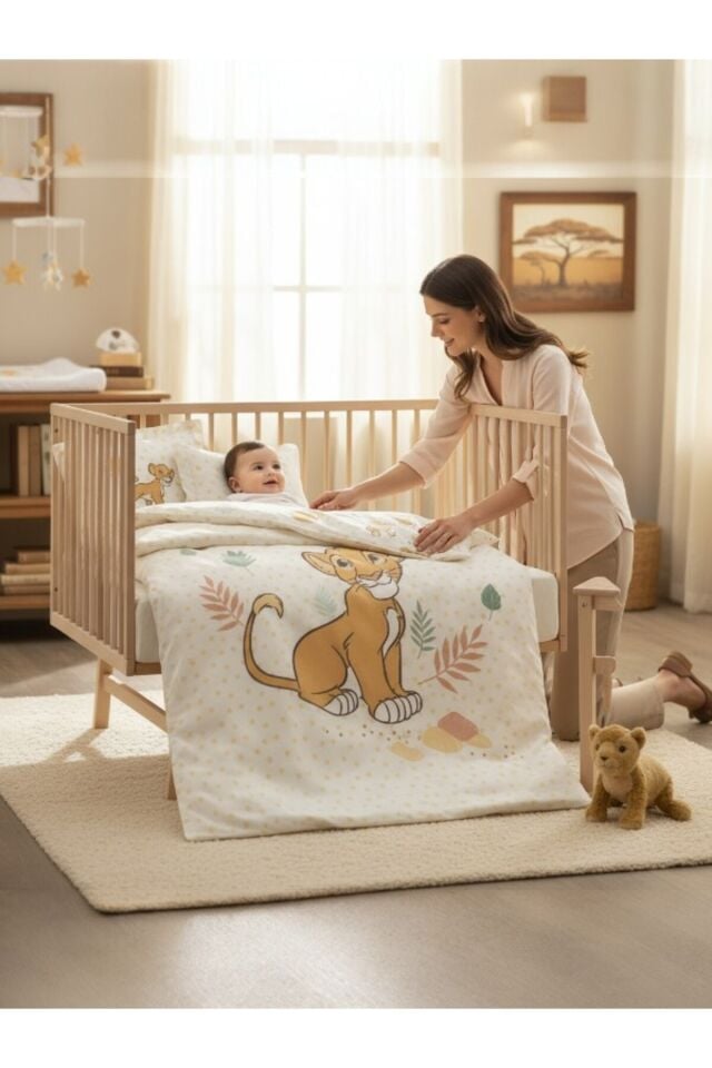 Özdilek Lion King Simba Happy Disney Lisanslı Bebek Nevresim Takımı – %100 Pamuk