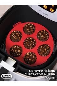 CREARTHOME Airfryer Pişirme Kabı 20x5 Cm Tüm Airfryer'lere Uyumlu KIRMIZI DÜZ SİLİKON