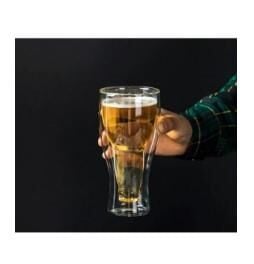 Linanware Şişe Tasarımlı Çift Cidarlı Cam Bardak Bira Meşrubat 350ML DC106