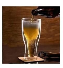 Linanware Şişe Tasarımlı Çift Cidarlı Cam Bardak Bira Meşrubat 350ML DC106