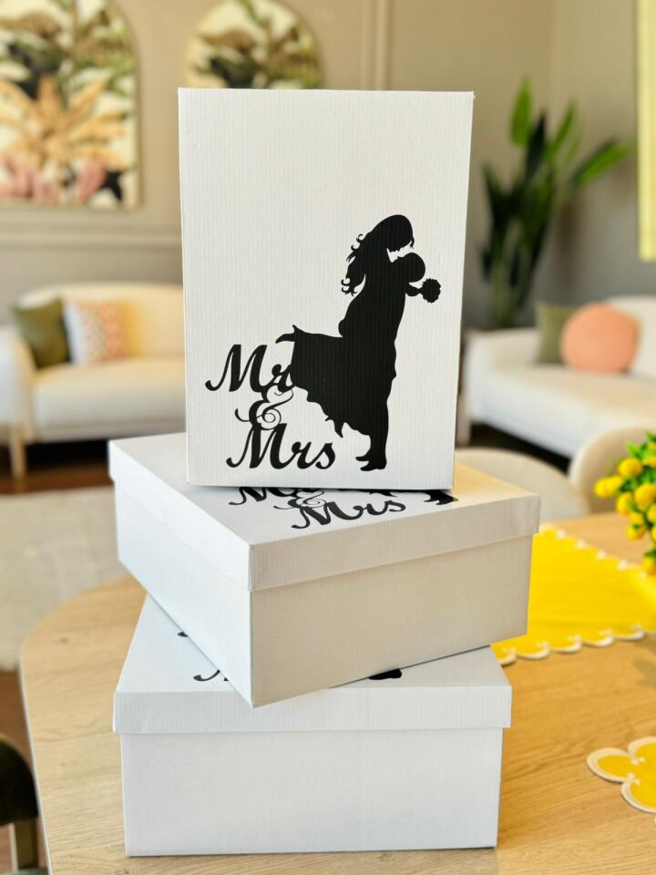 Mr & Mrs Box-Gelin Damat Hediye Kutusu-Nişan Bohça Kutusu-Özel Tasarım Hediye Kutusu