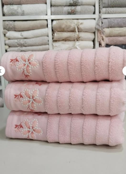 Özdilek Alvena El Havlu Seti 3 Adet %100 Pamuk nakışlı 50x90cm pembe