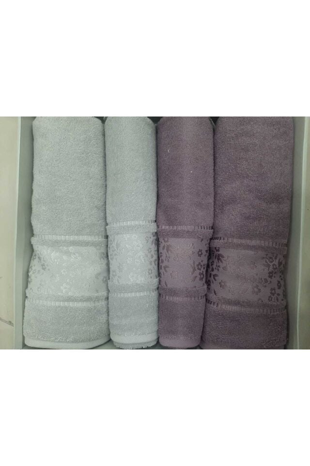 ÖZDİLEK Camellia GRİ-MÜRDÜM 4 PARÇA BEST SET HAVLU