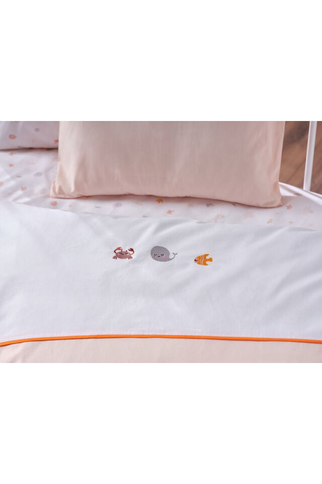 Doqu Home Nakışlı Bebek Nevresim Takımı Akvaryum Bebek - Somon
