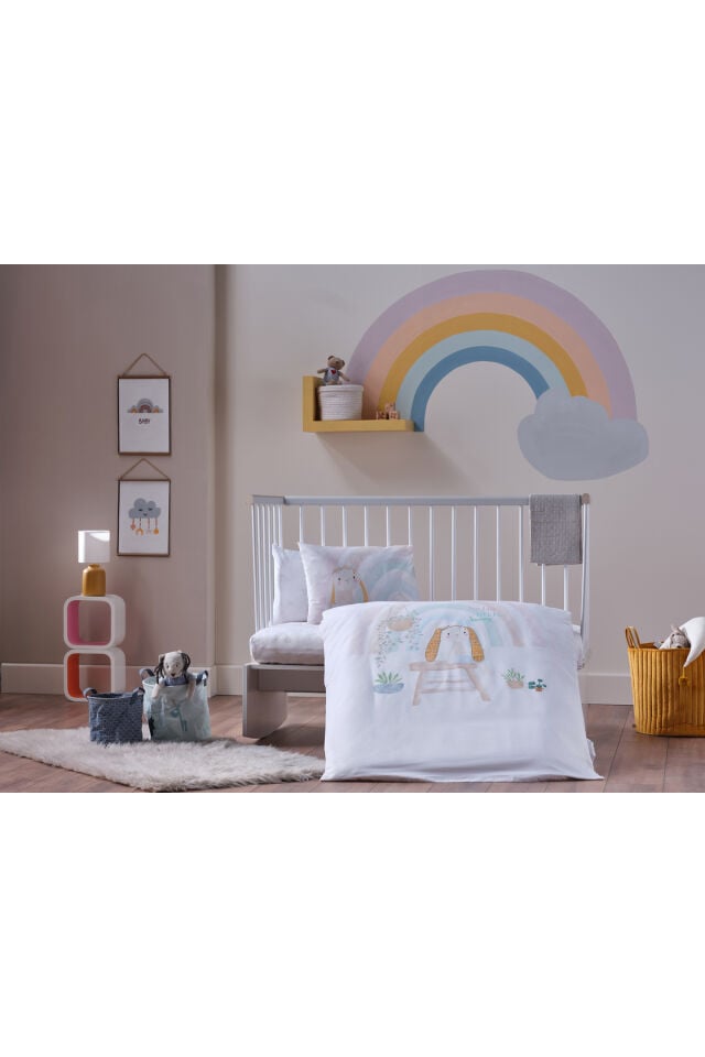 Doqu Home Nakışlı Bebek Nevresim Takımı Little Bunny Bebek - Sarı
