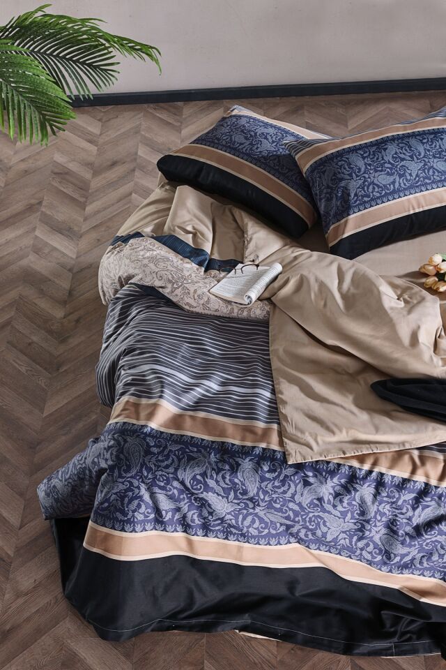 Doqu Home Saten Nevresim Takımı Clair Çift Kişilik - Bej