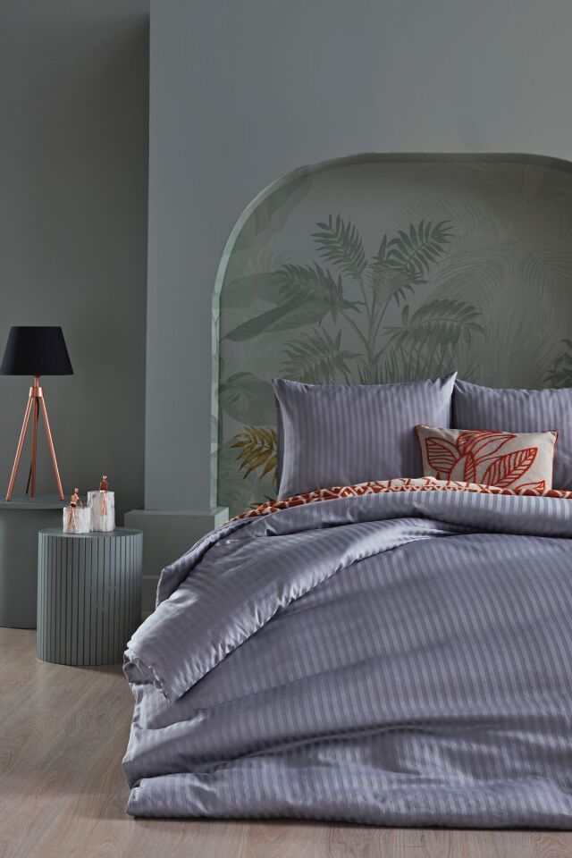 Doqu Home Saten Artline Nevresim Takımı Gri - Çift Kişilik