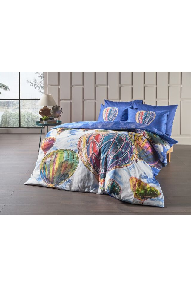 Doqu Home Barış Sarıbaş Kapadokya Balonları Nevresim Takımı Mavi - Tek Kişilik
