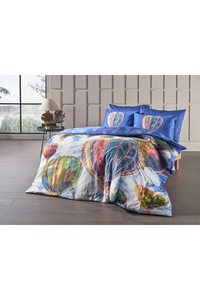 Doqu Home Barış Sarıbaş Kapadokya Balonları Nevresim Takımı Mavi - Tek Kişilik