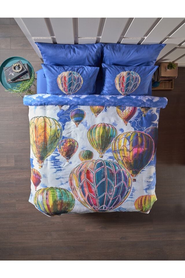 Doqu Home Barış Sarıbaş Kapadokya Balonları Nevresim Takımı Mavi - Tek Kişilik