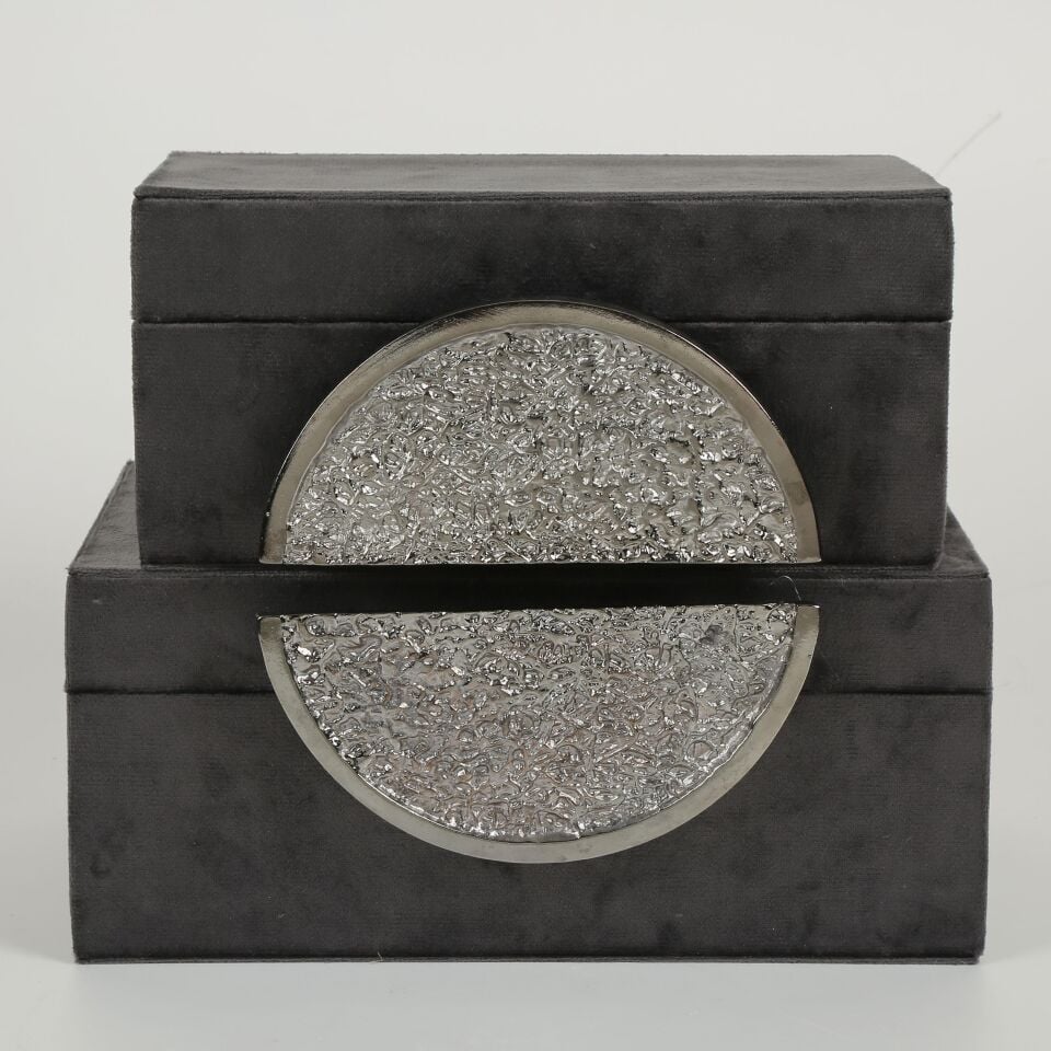 Crearthome 2li Obje Kadife Kutu Taş Desen Siyah Nikel AK.JR003