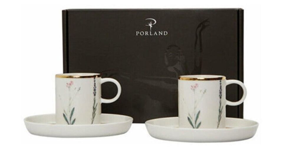 Porland Botanical Beyaz Kahve Takımı 12 Parça