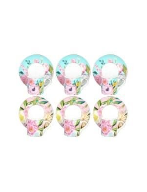 Lucky Art Peony Desenli 6 lı Bone China Porselen Kahve Fincanı seti 100 ml LYBA 038