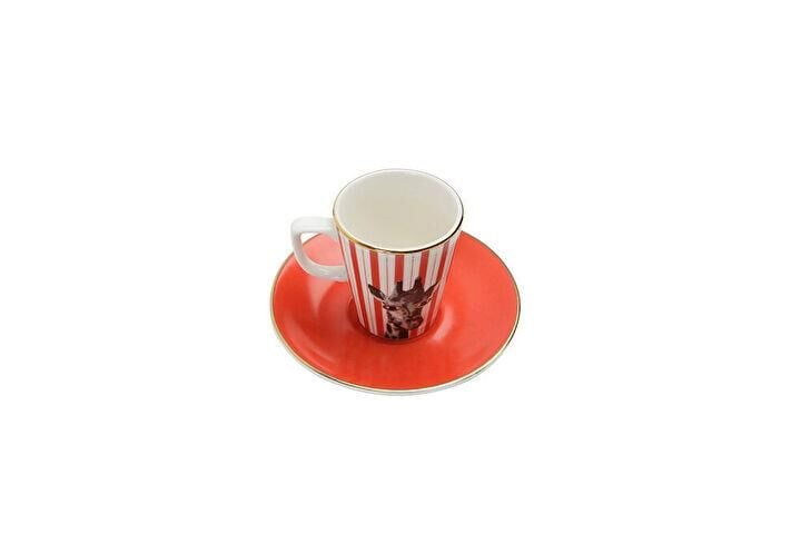 Porland Wild Life Giraffe Tabaklı Kahve Fincanı 75cc 04ALM005281