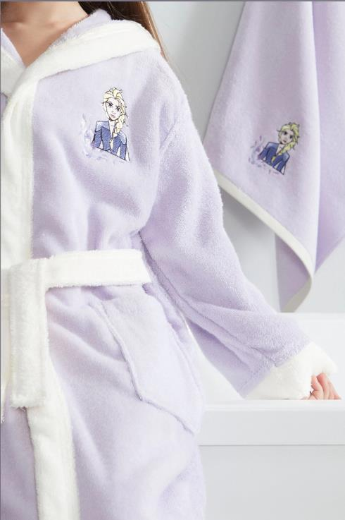 Özdilek Frozen Leaf Nakışlı Disney Lisanslı Kapüşonlu Çocuk Bornozu
