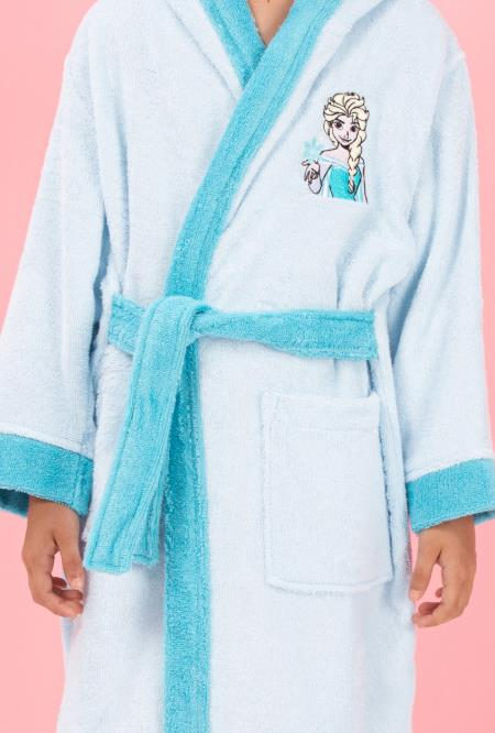Özdilek Frozen Snowflake Nakışlı Disney Lisanslı Kapüşonlu Çocuk Bornozu