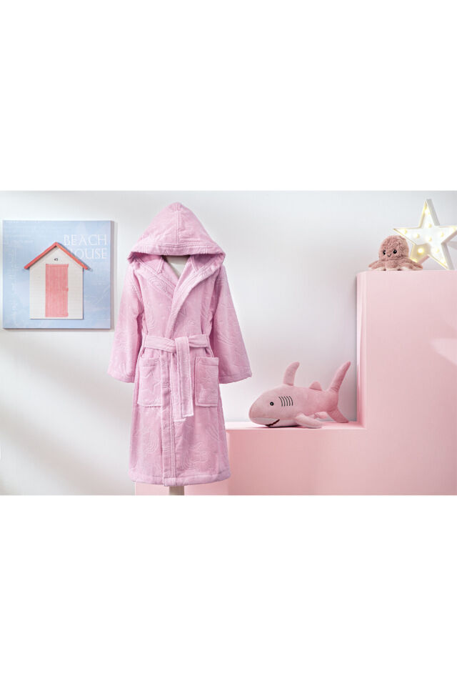 Özdilek Girl Unicorn Kapüşonlu Kadife Çocuk Bornozu 5/6 Yaş