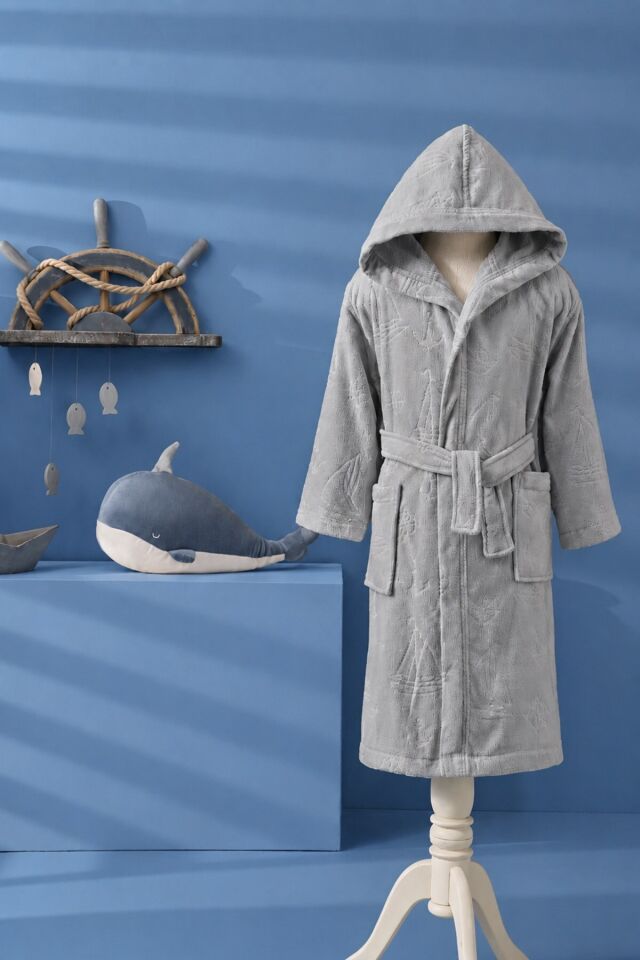 Özdilek Boy Marine Çocuk Bornozu 13/14 Yaş Gri