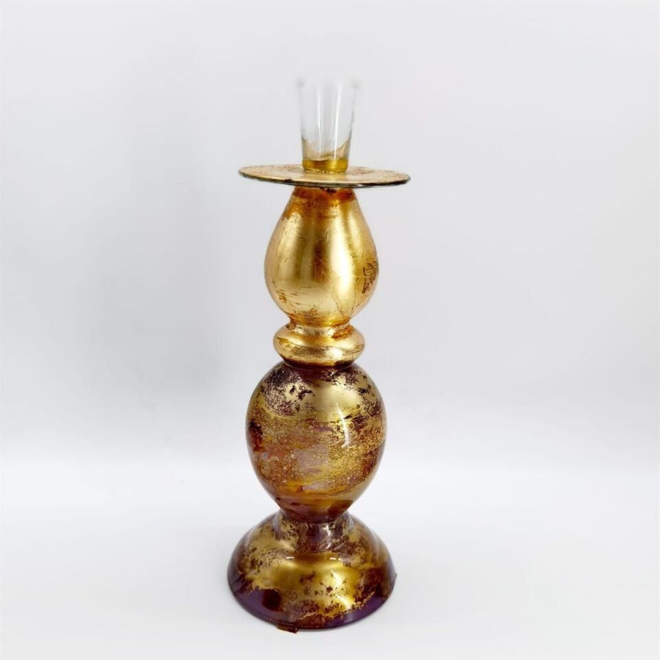 Crearthome İtalyan Pembe -Gold Dekoratif Küçük Mumluk 13x35 cm Kermanhome1
