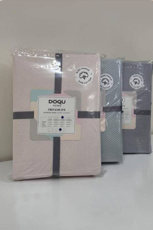 Doqu Home DREAMLIFE-NEVRESİM TAKIMI-CİFT-GRI