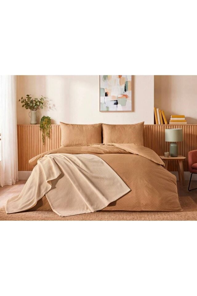 Doqu Home Casual Nevresim Takımı / Yatak Örtüsü Seti Çift Kişilik - Vizon