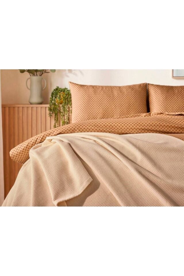 Doqu Home Casual Nevresim Takımı / Yatak Örtüsü Seti Çift Kişilik - Vizon