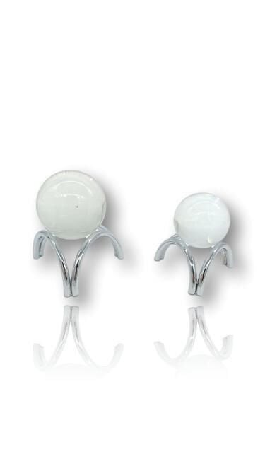 Crearthome 2 li Üçgen Kristal Dekoratif Obje Gümüş C-00426-G-SZR