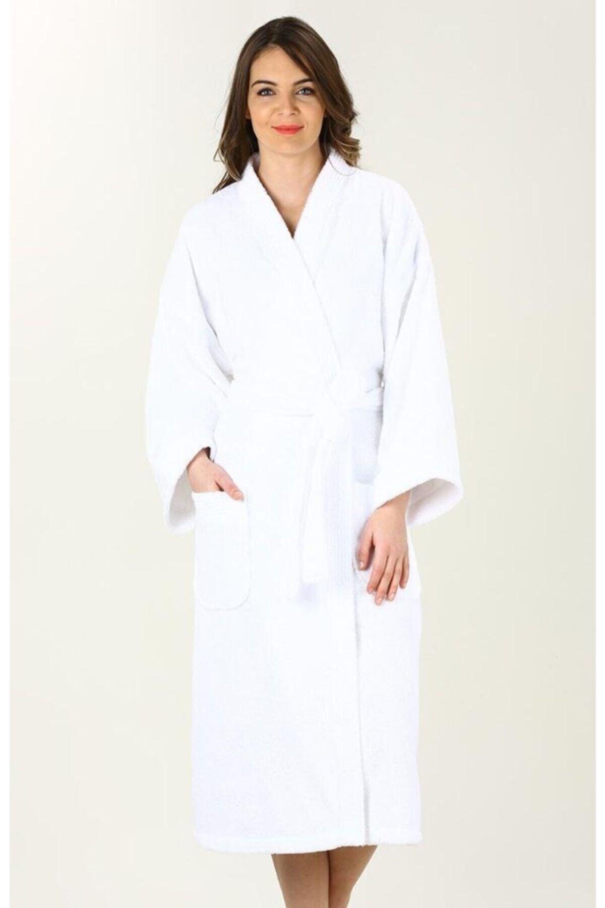 Özdilek Otel Tipi Kimono Bornoz Beyaz S-M