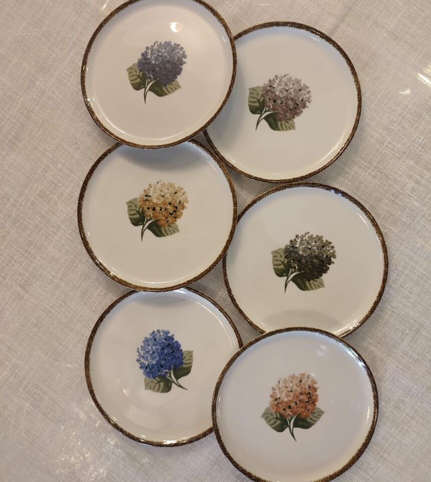 Porland Ortanca 6 Parça Pasta Tabağı 20cm Porselen