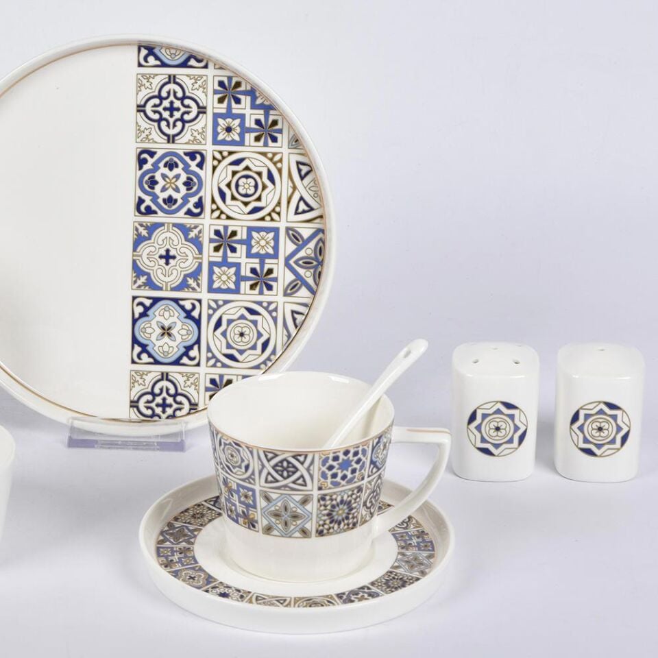 Vitale Karışık Desenli New Bone 32 Parça Kahvaltı Takımı MTFK.0122