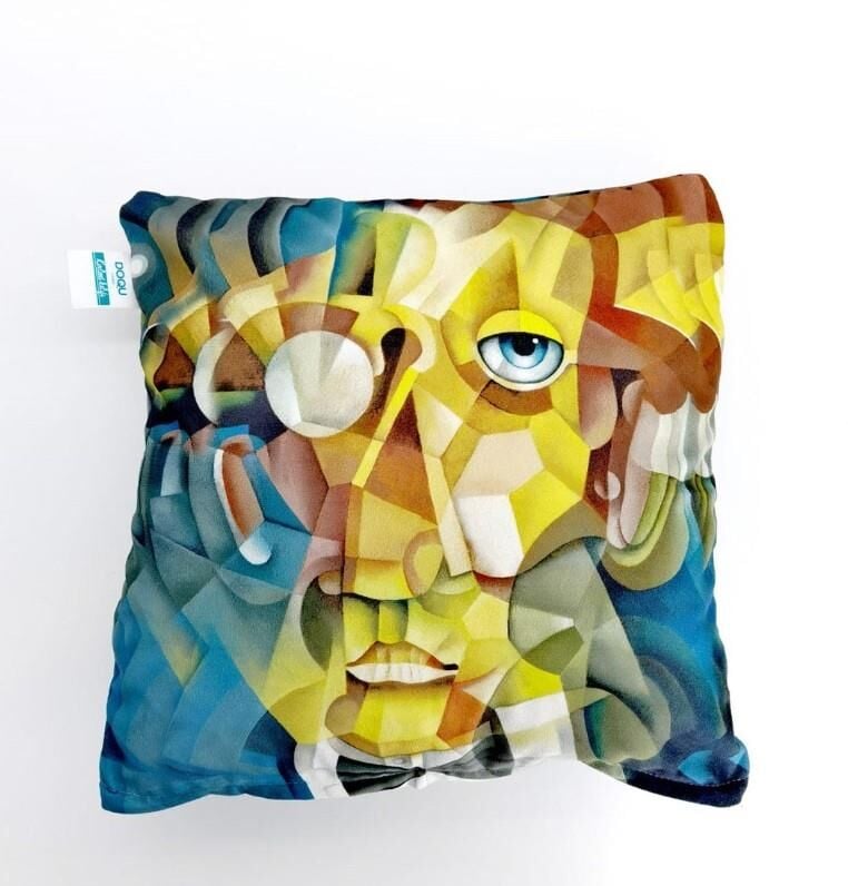 Doqu Home Cubism Desenli Baskılı İçi Dolgulu Kırlent 45x45 - Sarı