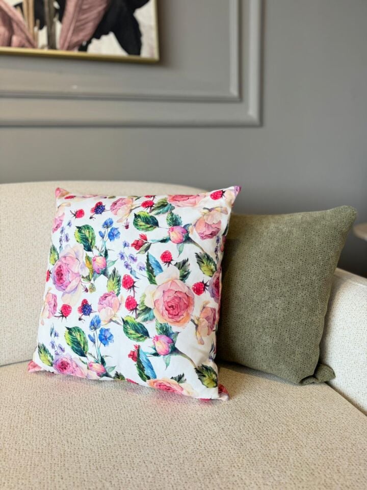 Crearthome Rose Deluxe Yastık Kırlent Kılıfı Dekoratif Kırlent 45x45 cm
